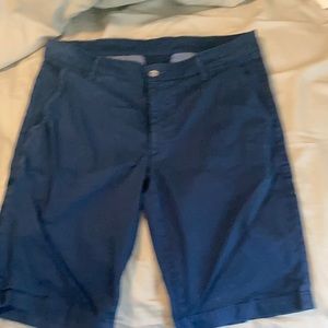 Navy flat front tailored shorts